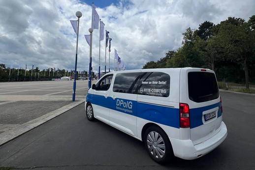 DPolG Transporter Gerd begleitet jeden Einsatz unserer Teams - hier zum Auftakt der EURO24 der UEFA im Sommer 2024 