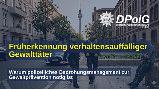 Polizeibeamte im Einsatz bei einer potenziell gefährlichen Person – Symbolbild für Früherkennung, Risikoanalyse und Bedrohungsmanagement im Kontext psychisch bzw. verhaltensauffälliger Gewalttäter.