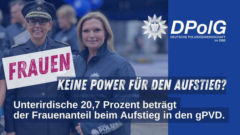 Frauen in der Berliner Polizei haben es beim Aufstieg in den gehobenen Polizeivollzugsdienst schwer – die aktuellen Zahlen sind ernüchternd. Nur 20,7 Prozent der Aufsteiger sind weiblich, viele Abteilungen melden erst gar keine Kandidatinnen. Woran liegt das, und warum greifen bestehende Maßnahmen nicht? Das fragt Frauenvertreterin DPolG Berlin Angélique Yumusak.