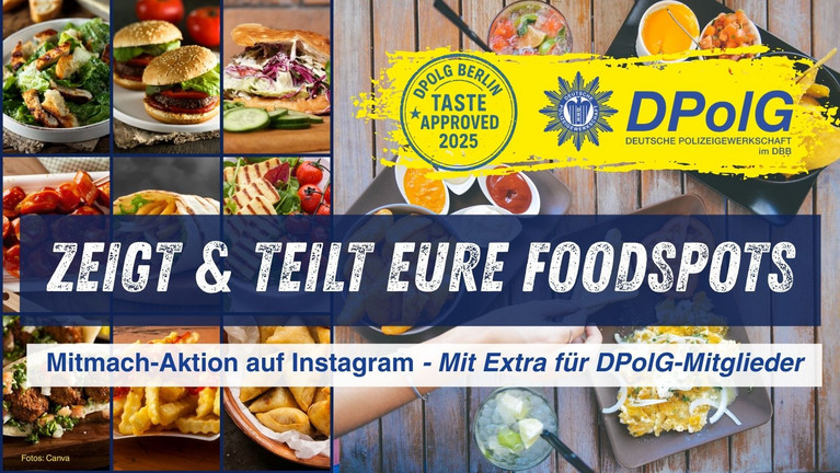 Von Döner über Halloumi, frischem Salat bis zum indischen Samosa - die Imbisse verdeutlichen die FoodSpot-Aktion der DPolG Berlin. Eine Mitmachaktion auf Instagram, bei der die Top Ten der Foodspots in Berlin für die Blaulichtfamilie gesucht werden.