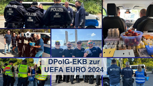 Während der Euro24 haben verschiedene DPolG-Teams die Einsatzkräfte der Berliner Polizei und Ordnungsämter rund um Olympiastadion und Fanmeile Straße des 17. Juni betreut. Nähe ist unsere stärke